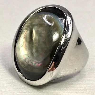 Anel da moda HONORA aço inoxidável concha abalone robusto tamanho 9 - Imagem 1 de 4