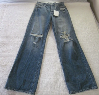 Pantalones de mezclilla para mujer Kancan 26 años 90 boyfriend azul lavado claro desgastado botones 13 Foto 1 de 4