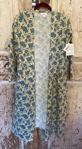 LULAROE Sarah Cárdigan Suéter Con Bolsillos Largo Azul Floral Para Mujer Talla XS - Imagen 1 de 7
