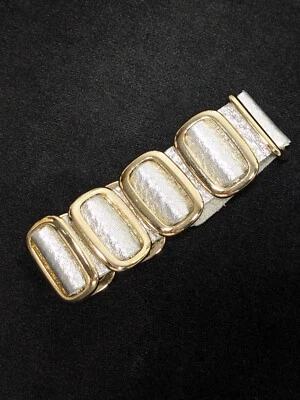 Brazalete brazalete a presión con dije deslizable tono dorado de cuero gris plateado de 7,5 pulgadas Foto 1 de 4