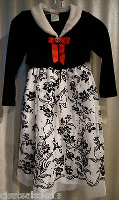 **Vestido de niña Laura Ashley 6 negro blanco 1 pieza pulóver vacaciones de Navidad ** Foto 1 de 4