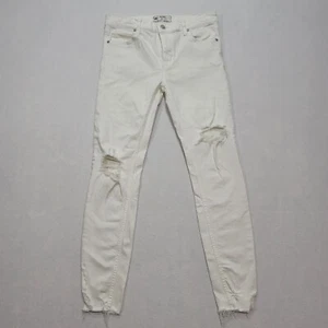 Free People 27 White Skinny Stretch Jeans  Distressed High Rise  61855-16515125 - Picture 1 of 14