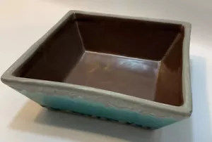 RibbonWick TEAL STONE Keramik Kerzenhalter mittel Dekor Glas braun blau Tablett - Bild 1 von 11