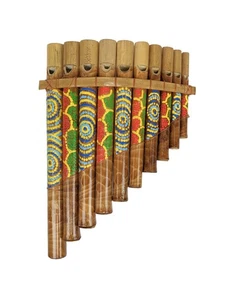 Flûte de Pan 10 tubes en bambou - Décoration style - Foto 1 di 2