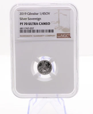 UK 1/4 Sovereign SOV Silver Proof Coin - NGC PF70 Ultra Cameo .999 Silver 2019 - Image 1 of 4