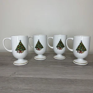 Juego de 4 tazas pedestal de cerámica para árbol de Navidad Mount Clemens fiesta navideña - Imagen 1 de 19