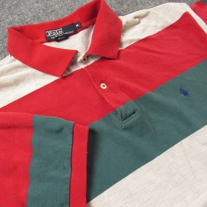 Vintage Polo Ralph Lauren Hemd Herren XL rot grün haferflocken gestreift Rugby USA 90s - Bild 1 von 14