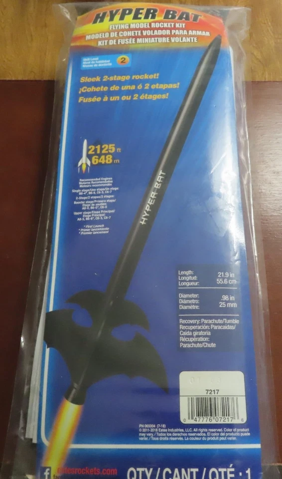 Estes 7217 HYPER Bat Model Rocket Kit Skill Level 2 Est7217