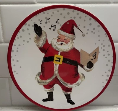 NEW POTTERY BARN KIDS SANTA SINGING PLATE HOLIDAY 9 IN. - Image 1 of 3