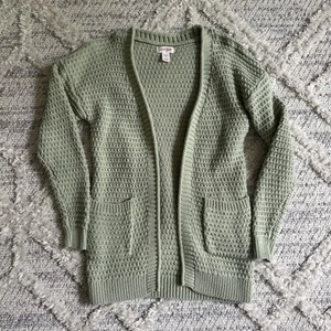 Cat & Jack Girls Open Front Cardigan Long Sleeve Chunky Knit Small (6/7) Green - Picture 1 of 5
