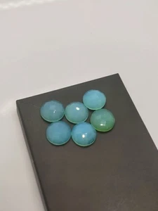 Dyed Blue Chalcedony 15x15mm Round Checker Flatbacks – 43cts Lot - Picture 1 of 4