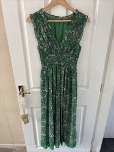 Max Studio Green Sleeveless Floral Maxi Dress Size 12 - Picture 1 of 6