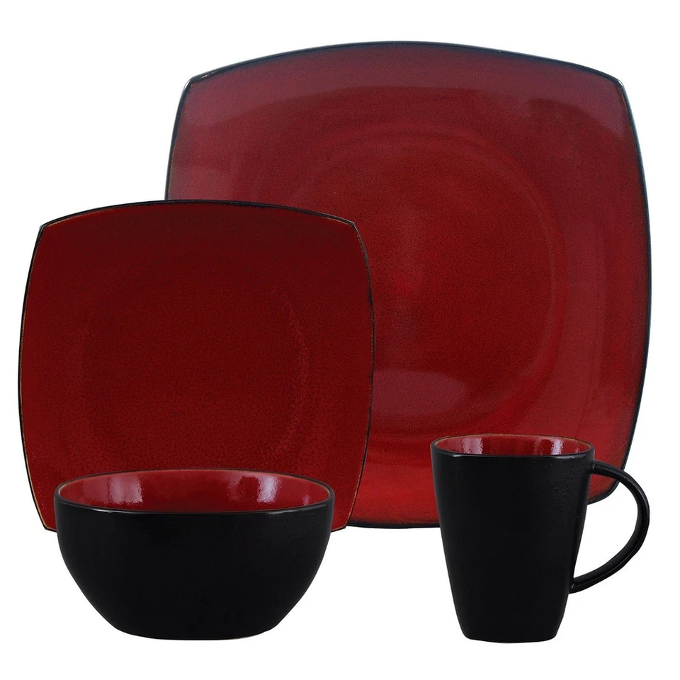 Gibson Elite 61220.16Rm Soho Lounge Square 16-Piece Dinnerware Set Red - Image 1 of 1