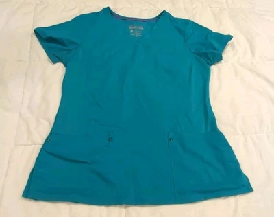 Blusa Médica Healing Hands Etiqueta Púrpura Para Mujer Talla Mediana Verde azulado Cuello en V Foto 1 de 4