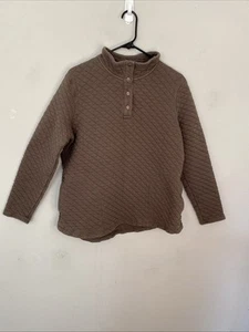 Duluth Trading Co Women Quilted Pullover Jacket Brown 1/4 Snaps Pockets - Picture 1 of 14