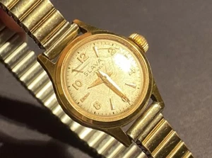 ⌚️S. A. L. E. Vintage SLAVA USSR 17 Jewels GOLD TONE Mechanical Watch - WORKING - Picture 1 of 5