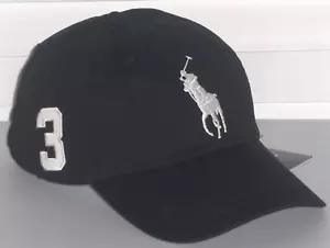 POLO RALPH LAUREN Men's Big Pony Cotton Chino Baseball Ball Cap Hat, BLACK, nwt - Picture 1 of 16