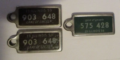 DAV - DISABLED AMERICAN VETERANS MINI LIC. KEY TAGS, ILLINOIS 1954 & 1959 (PAIR) - Image 1 of 2