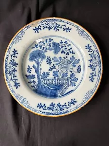 Assiette en faïence chinoise bleu et blanc Delft hollandais Bijl 18ème - Photo 1 sur 9