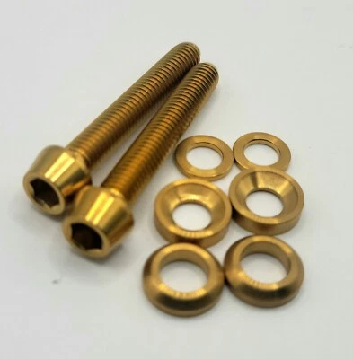 Perno de montaje de pinza de freno Trail Arc Titanium MTB + arandela plana, cono, taza (2x) Foto 1 de 3