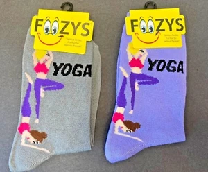 New Yoga Foozys Womens Crew Socks Set of 2 - Picture 1 of 2
