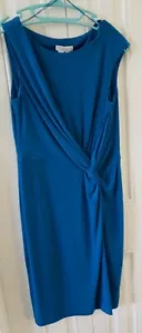 London Times Faux Wrap Dress Sz 10 Petite Blue new w/o tags - Picture 1 of 7
