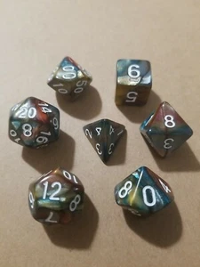 Polyhedral Gaming 7Pc Dice Set Color Swirl; DnD, Roleplaying, FREE SHIPPING - Picture 1 of 2