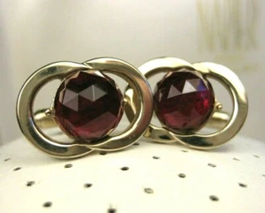 Audaz Anillo Vintage Doble Swank Corte Rosa Rojo Estrás Rubí Estrás Hecho en EE. UU. - Imagen 1 de 6