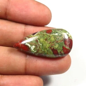 Natural Cabs 30x15 mm Green Dragon Blood Jasper Gems Polished Pear Smooth DC-66 - Picture 1 of 9