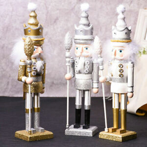 Wooden Nutcracker Soldier / 42 cm Tall / White and Silver Christmas Decoration