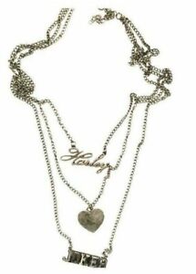 HARLEY QUINN LOVES JOKER 3 Tier Pewter Tone Pendant/Necklace By Bioworld