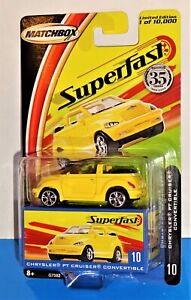 Matchbox 2004 SuperFast Series #10 Chrysler PT Cruiser Conv Yellow 1/10,000