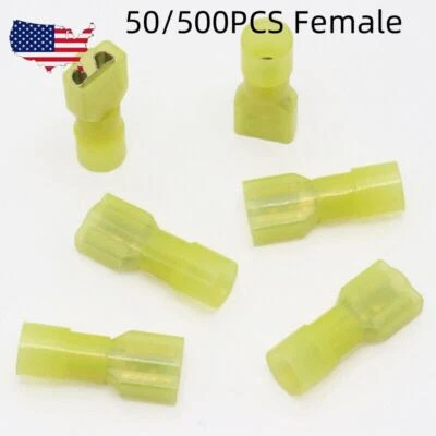 50/500pcs Insulated Nylon Female Electrical Wire Spade Terminals Crimp Connector - Image 1 of 4