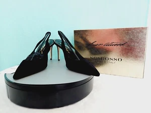 Scarosso x Brian Atwood Sutton Slingbacks UK8 EU41 Black Heels BNWT Italian Made - Picture 1 of 13