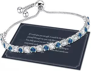 Regalo Donna, Bracciale Donna Argento 925 Con 5A Sparkle Zircone Bracciale Tenni - Foto 1 di 12