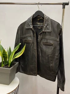 Chevignon Brown Heavy Flying Leather Jacket Size XL Men Rare Army - Picture 1 of 24
