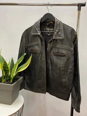 Chevignon Brown Heavy Flying Leather Jacket Size XL Men Rare Army  - Image 1 of 4