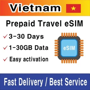 (eSIM) Carte SIM Vietnam Travel | 1-30 Go | 3-30 jours | Activation du QR Code - Photo 1 sur 4