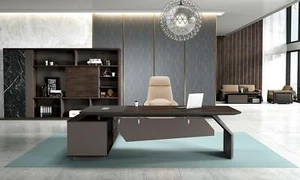 Büroeinrichtung 2tlg. Set Schreibtisch Tische Chef Tisch + Aktenschrank Regal - Bild 1 von 5