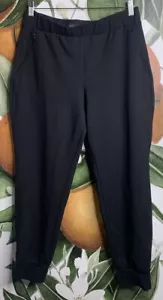 Universal Standard Size XS US 10-12 Black Ponte Pull on Sweatpants Cuffed Pocket - Picture 1 of 7