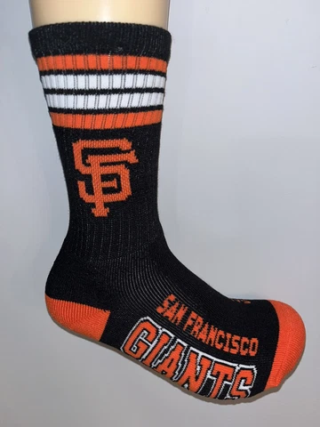 SAN FRANCISCO GIANTS MLB BASEBALL LOGO 4 STRIPE CREW LENGTH SOCKS MENS MEDIUM Q Cover