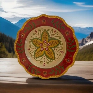 Plato Juliana pintado a mano PIER 1 8 1/2" redondo bonitos colores sin astillas en grietas - Imagen 1 de 4