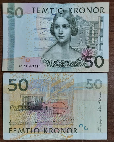 Sweden 50 Kronor  Jenny Lind Circulated Cover