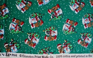 2 PCS VTG CHRISTMAS FABRIC VIP CRANSTON PRINT WORKS 30" X 44" & 15" X 44" - Picture 1 of 2