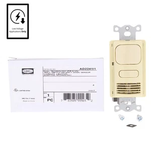 Hubbell Ivory Vacancy Sensor Switch Low Voltage Adaptive PIR/US 24VDC AD2241I1 - Imagen 1 de 7