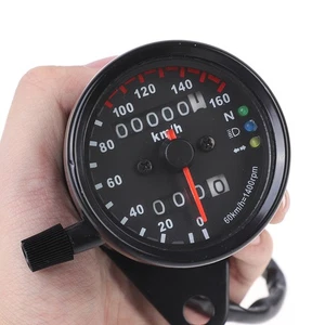 Universal Black Motorcycle Dual Speedometer Odometer 12V Moto with LED Indic~dr - Picture 1 of 9