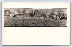 Vintage RPPC Panoramic View of Rural Farm Scene House Barn Field V12 - Picture 1 of 2