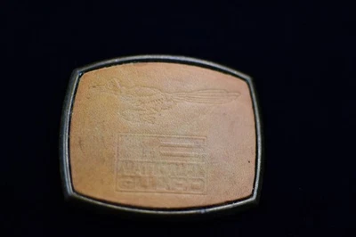 Nuevo México Ejército Guardia Nacional Latón Cuero Hebilla Cinturón Roadrunner Foto 1 de 3