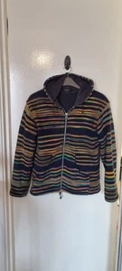 womans striped Woolen Hippie Jacket Fleece Lining, Knitted Festival Hoodie - Picture 1 of 10