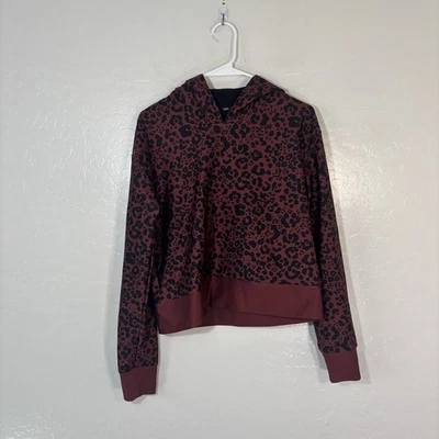 Sudadera con capucha Ultracor para mujer corta con estampado de animales de guepardo mediana granate Foto 1 de 4